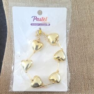 Pastels Gold Heart Charm Bracelet